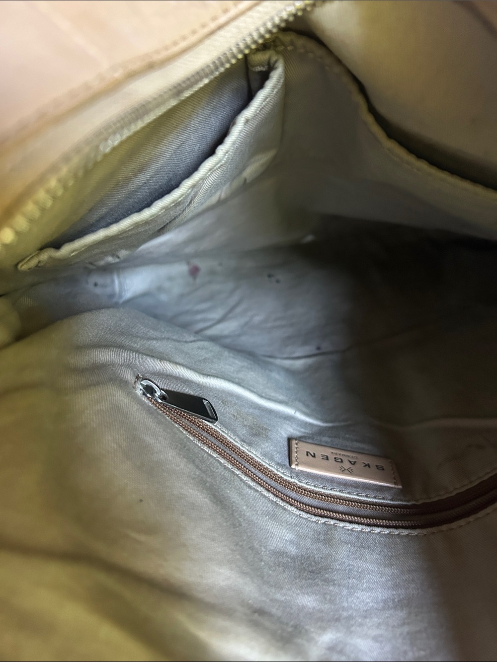 Skagen Camel Leather Crossbody Danish Scandinavian Classic Structured Handbag - Picture 9 of 12